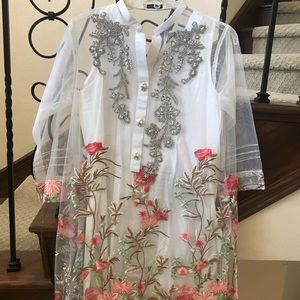 Beautiful net shirt by Agha Noor